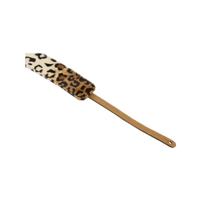 Deri Gitar Askısı, 6.35 cm Genişlik, Siyah ve Leopar Desenli Tasarım