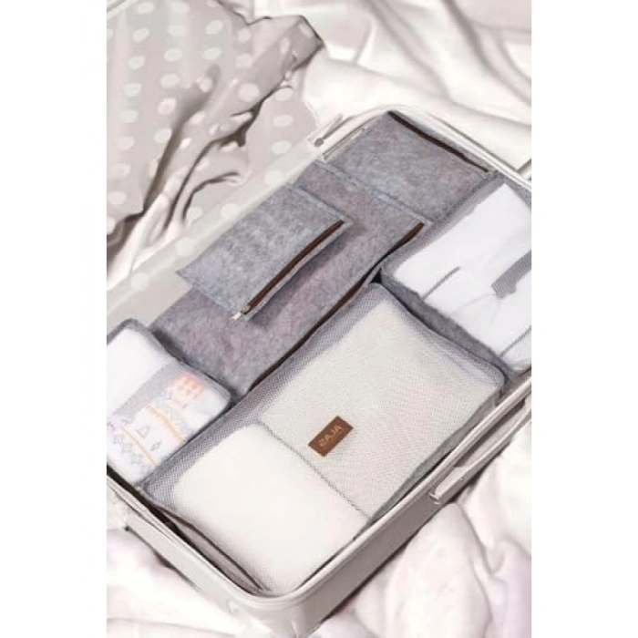 Deri Kulplu 6 Parça Bavul İçi Organizer Seti