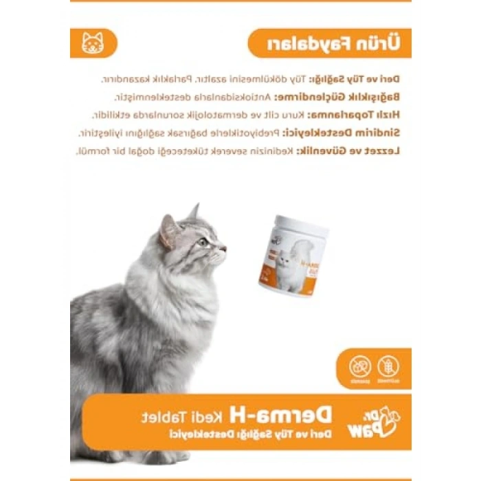 Deri ve Tüy Sağlığı İçin Premium Kedi Tableti - 60 Adet