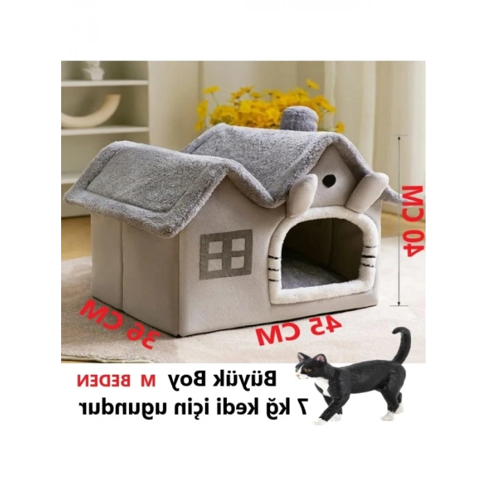 Derin Uyku Kedi Evi Çıkarılabilir Minderli