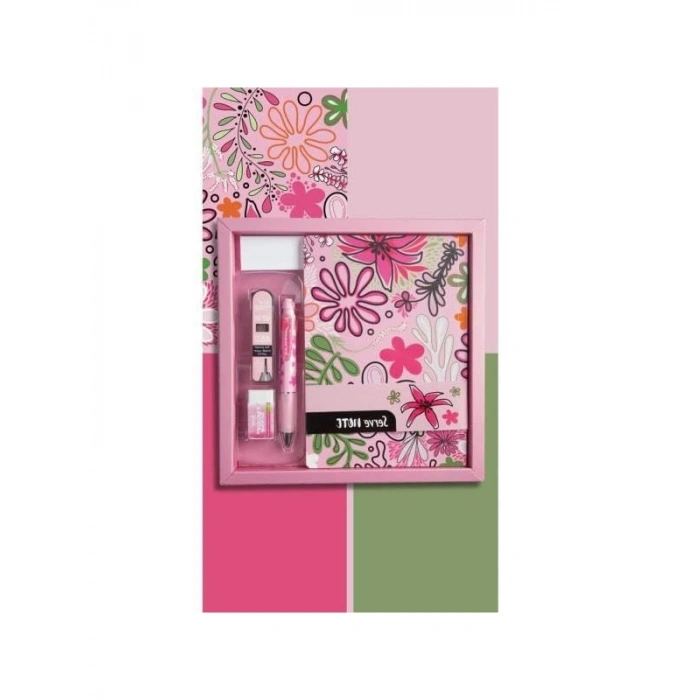 Desenli Defter Seti Özel Kutuda, Versatil Kalem ve Silgi ile