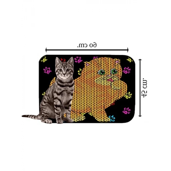 Desenli Elekli Kedi Tuvalet Önü Paspası - 60 x 45 cm