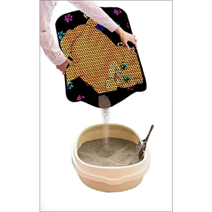 Desenli Elekli Kedi Tuvalet Önü Paspası - 60 x 45 cm