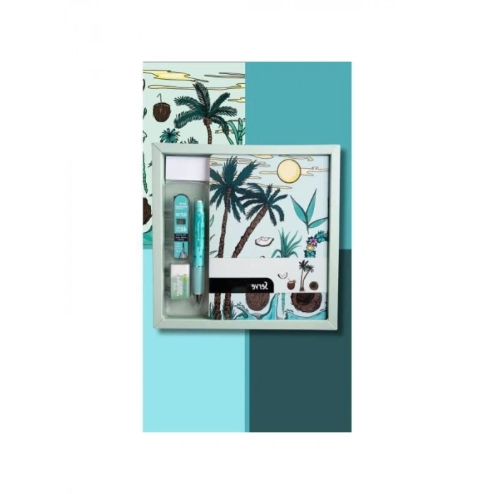 Desenli Nane Yeşili Defter Seti, Özel Kutuda