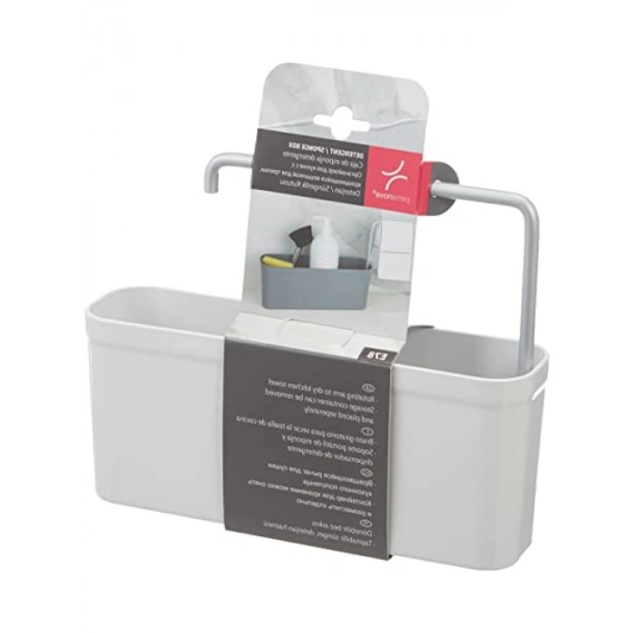 Deterjan ve Süngerlik Kutusu - Beyaz, 27x14.5x7 cm