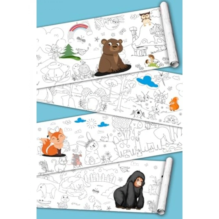 Dev Boyama Kağıdı Rulosu - Hayvanlar Alemi, 5 Metre x 45 cm