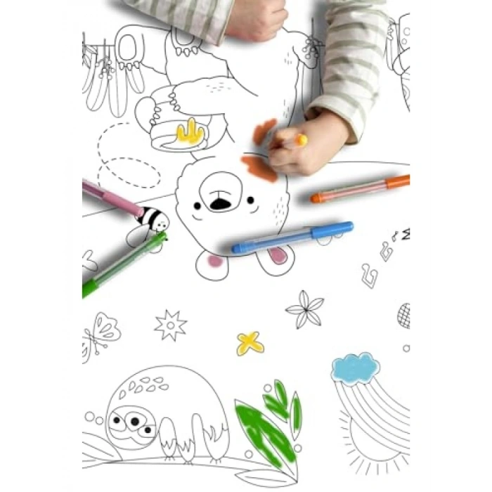 Dev Boyama Kağıdı Rulosu - Hayvanlar Alemi, 5 Metre x 45 cm