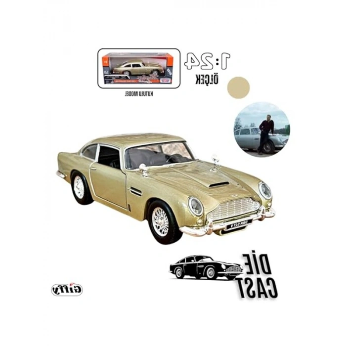 Diecast Metal Aston Martin DB5 Model Araba, 1:24 Ölçek ve Kutulu Koleksiyon