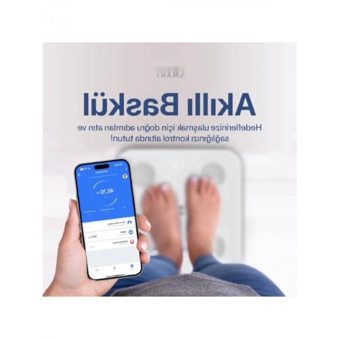 Dijital Akıllı Tartı - Yağ, Kemik, Kas Kütlesi Ölçen (Bluetooth)