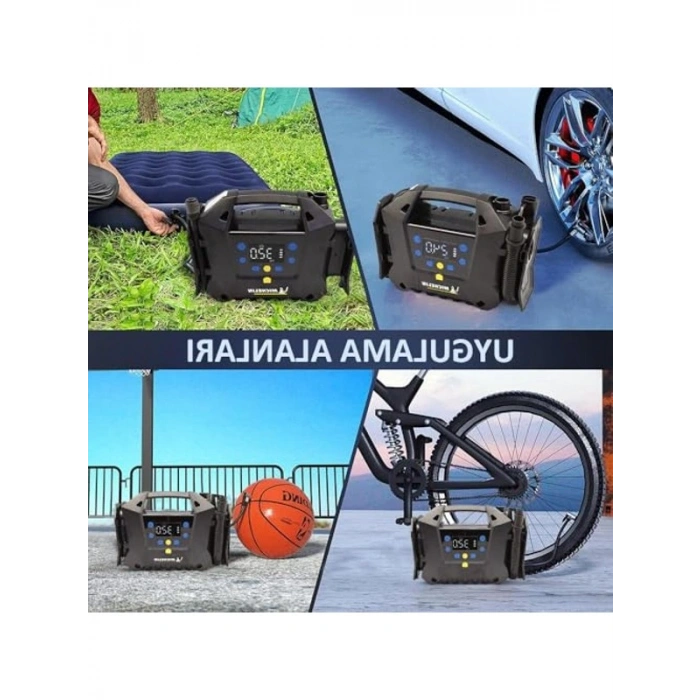 Dijital Basınç Göstergeli Şarjlı Lastik Pompası, 11.1Volt