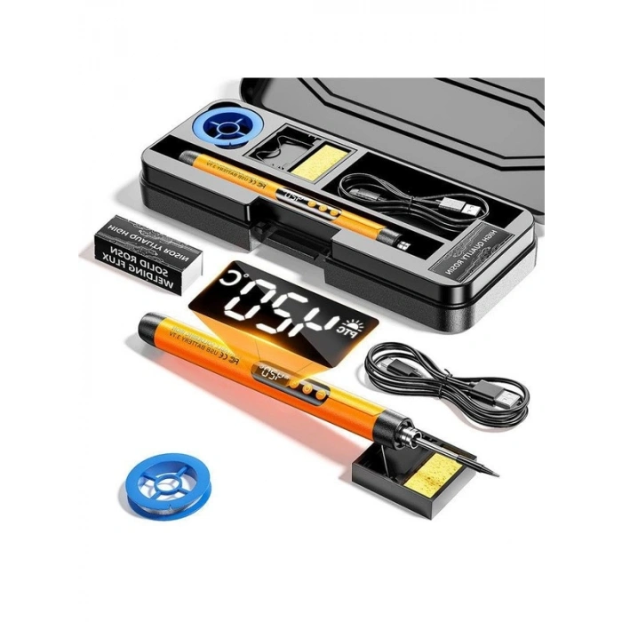 Dijital Ekranlı Ayarlanabilir Sıcaklık Havya Seti, 420°C ve Type-C Şarj