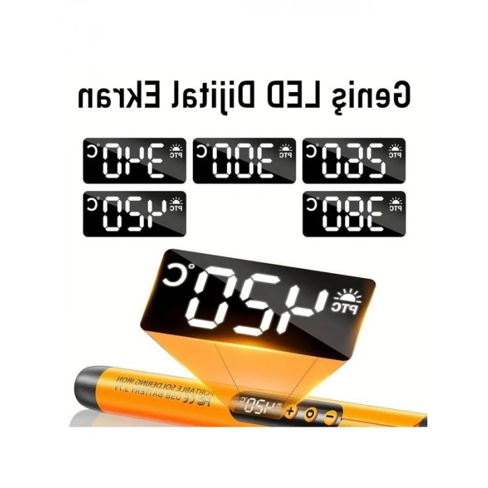 Dijital Ekranlı Ayarlanabilir Sıcaklık Havya Seti, 420°C ve Type-C Şarj