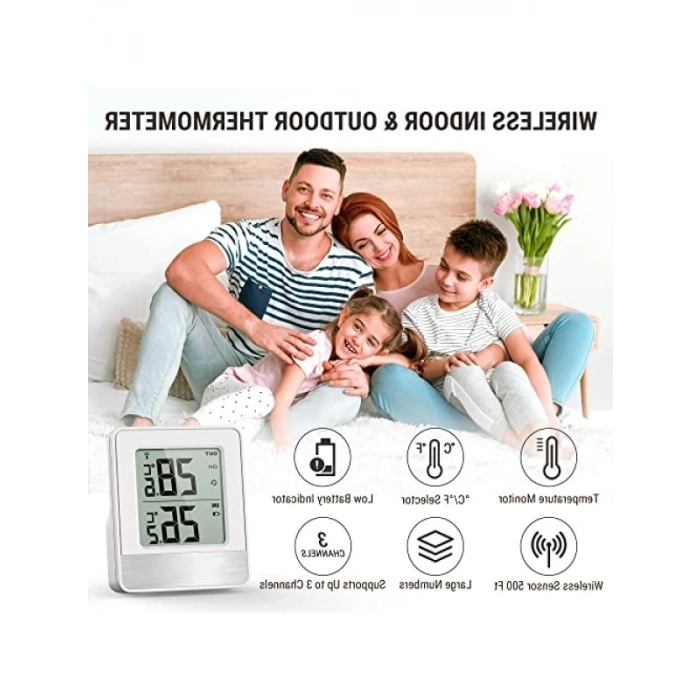 Dijital Ev Termometresi - LCD Ekran, Bluetooth ile İç ve Dış Mekan Ölçümü