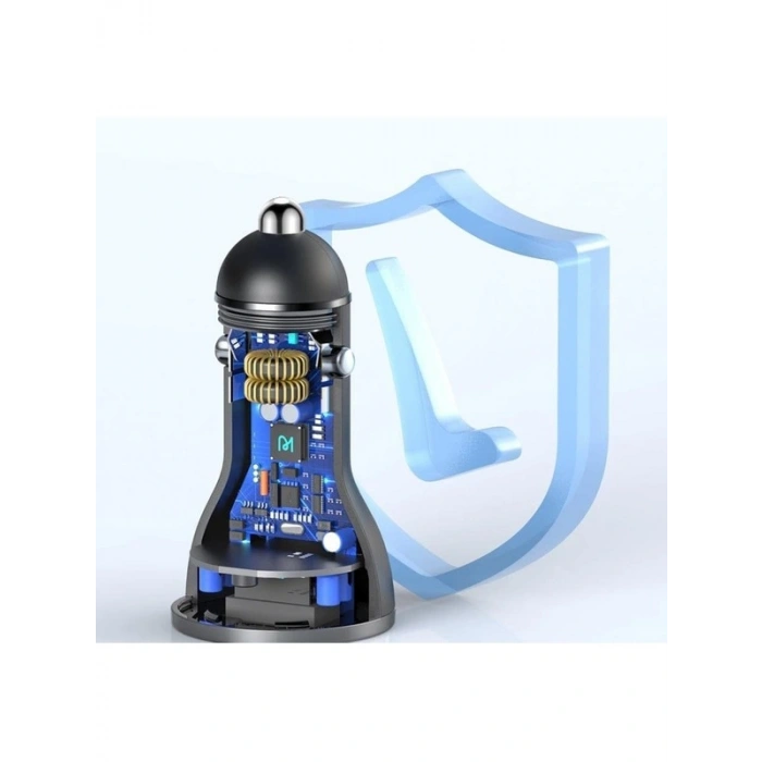 Dijital Göstergeli Araç Çakmak Şarj Aleti, 95W, Type-C ve USB Girişi