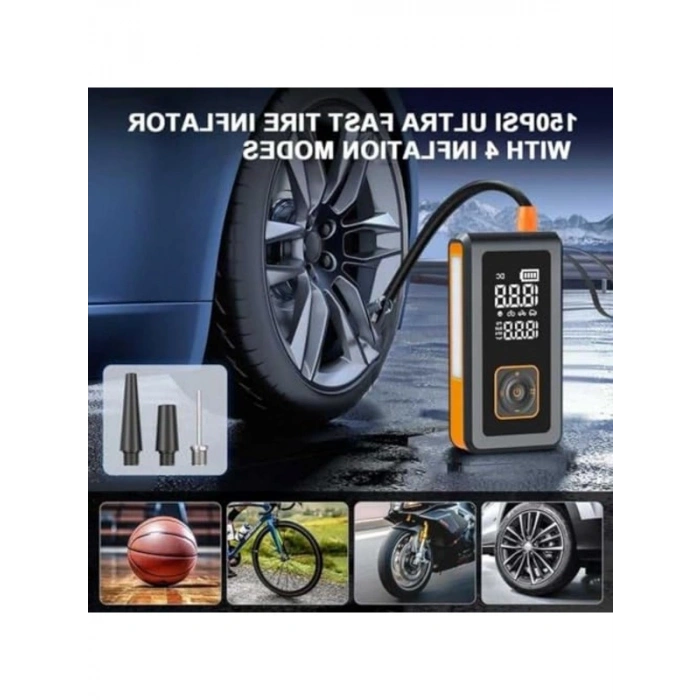 Dijital Hava Kompresörü Seti, 15200 mAh, LED Işıldaklı