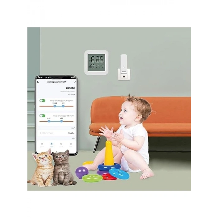 Dijital Isı ve Nem Ölçer, Bluetooth Bağlantılı, LCD Ekran