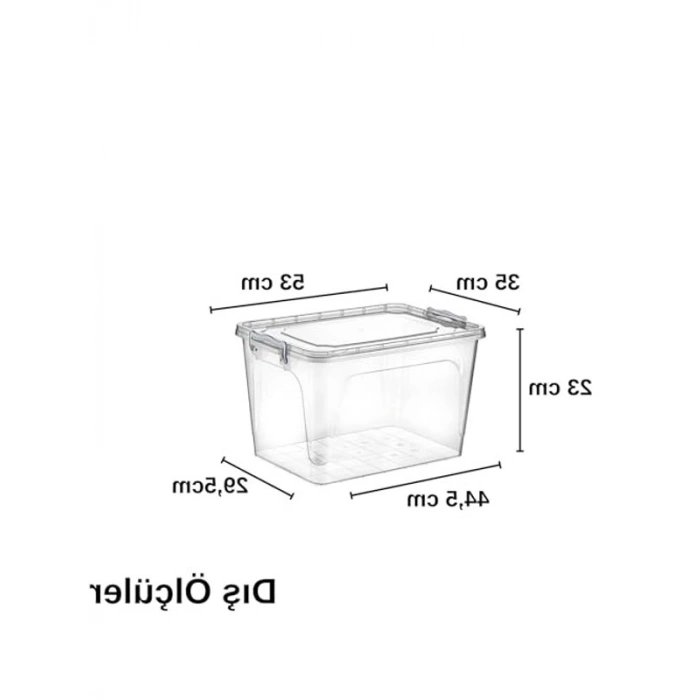 Dikdörtgen Şeffaf Plastik Erzak Kabı, Çıt Çıt Kapaklı, 27.5 L