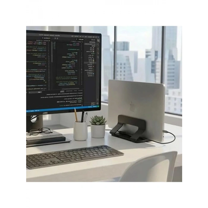 Dikey Metal Laptop Standı, Macbook ve Diğer Modellerle Uyumlu