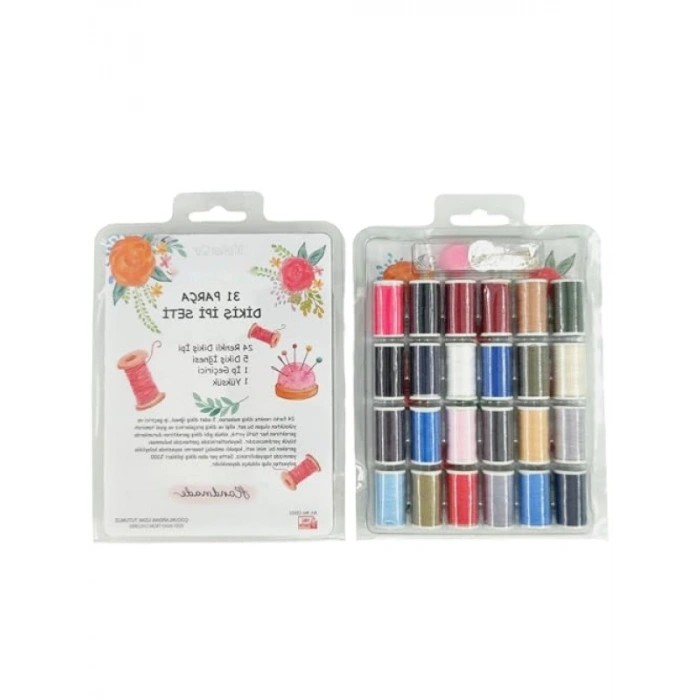 Dikiş Nakış Kiti - 24 Adet Dikiş İpi ve Aksesuar Seti