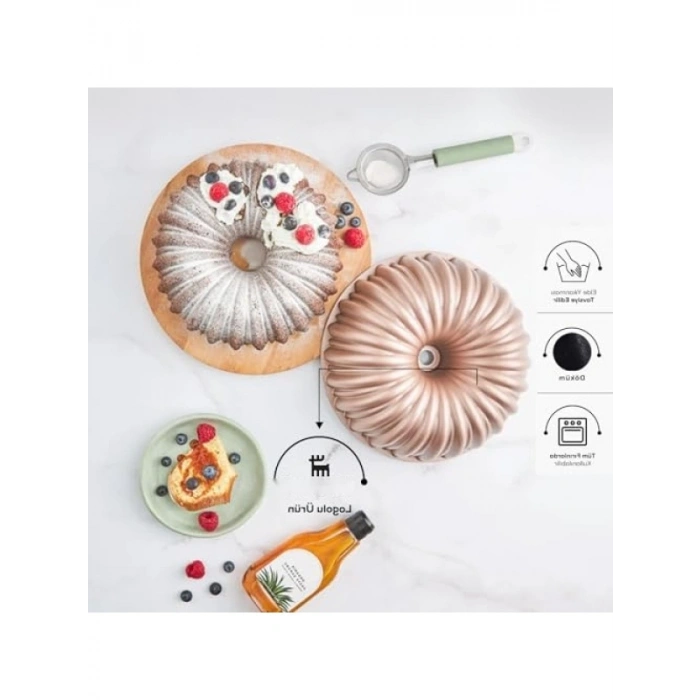 Dilimli Döküm Kek Kalıbı - Rosegold