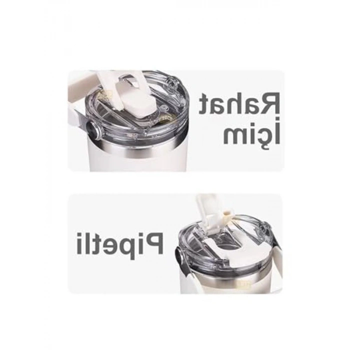 Diller 950ml Sevimli Kapibara Tumbler Pipetli/Pipetsiz Kullanım Kulplu Paslanmaz Çelik Capybara Termos