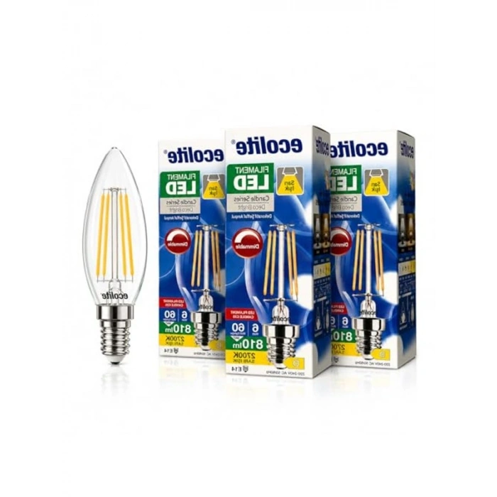 Dim Edilebilir 6W E14 Filament LED Mum Ampul, Vintage Tasarım