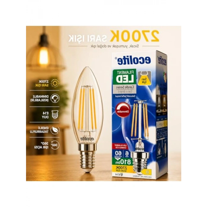 Dim Edilebilir 6W E14 Filament LED Mum Ampul, Vintage Tasarım