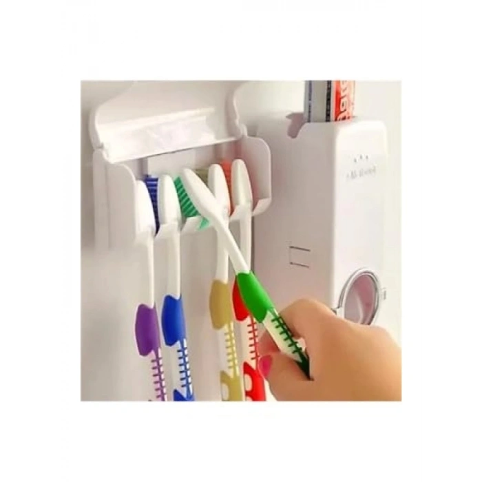 Diş Macunu Sıkacağı ve 5li Diş Fırçası Tutucu Seti
