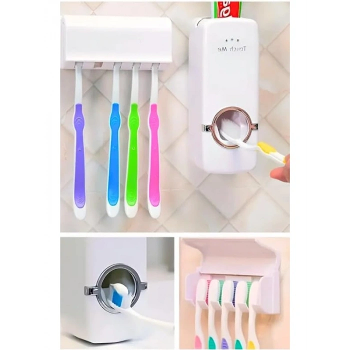 Diş Macunu Sıkacağı ve 5li Fırça Tutucu, Banyo Kullanımına Uygun