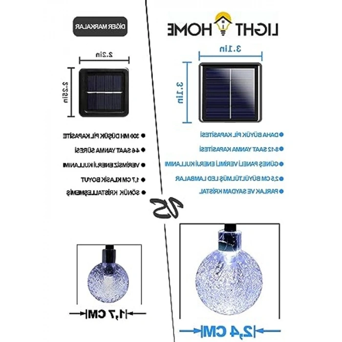 Dış Mekan 100 Led Solar String Işık, Suya Dayanıklı Bahçe Aydınlatması