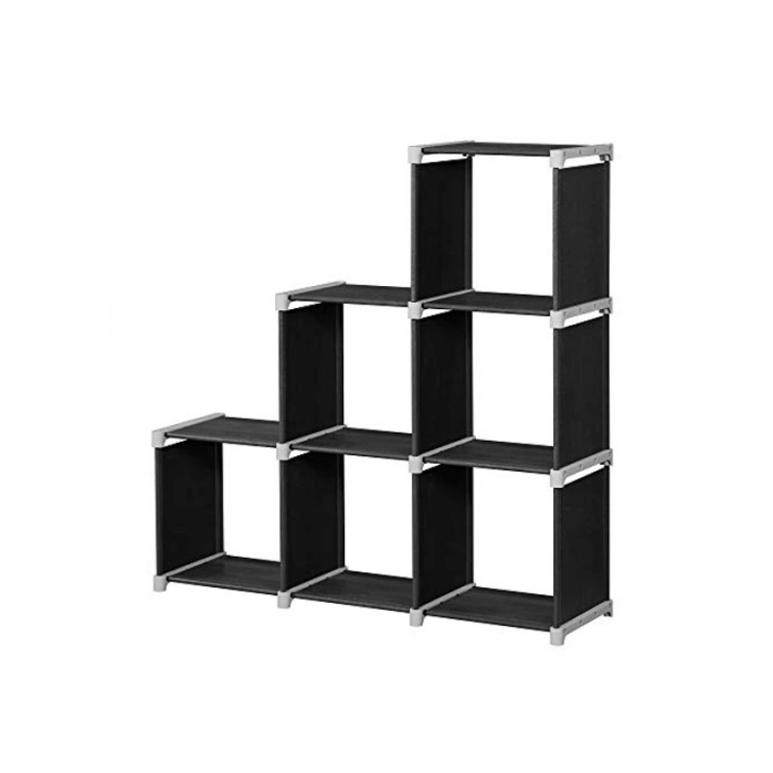 DIY 6lı Küp Kitaplık, Siyah Renk ile Organizatör