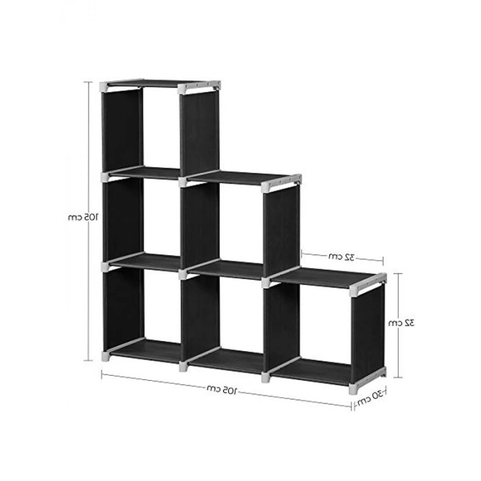 DIY 6lı Küp Kitaplık, Siyah Renk ile Organizatör