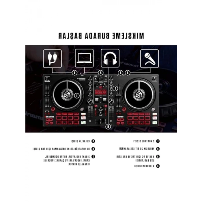 DJ Kontrolörü - 2 Deck, 24 Bit Ses Kartı ile