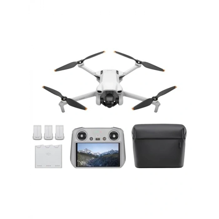 DJI Mini 3 Fly More Combo, DJI RC Ekranlı Kumandalı, 4K 30 FPS, 2.7K 60 FPS, 33DK, Drone, Gri