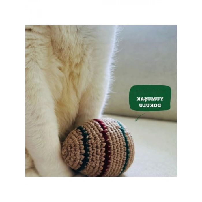 Doğa Dostu Çıngıraklı Örgü Yumurta Kedi Oyuncağı