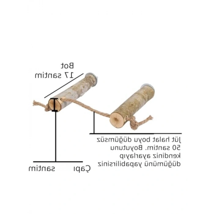 Doğal Ağaç Kuş Tüneği - Ayarlanabilir Boy (17 cm)