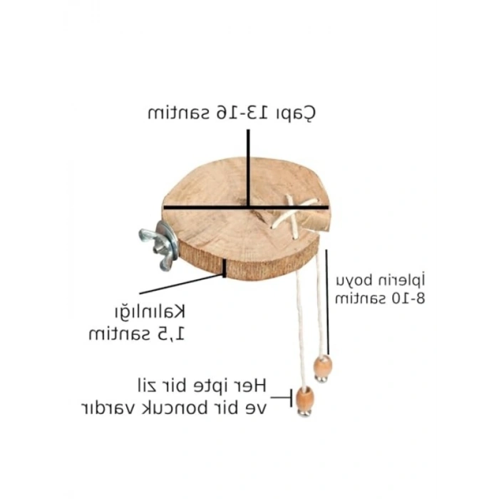 Doğal Ağaç Kuş Tüneği - Çap 13-16 cm, Kalınlık 15 mm