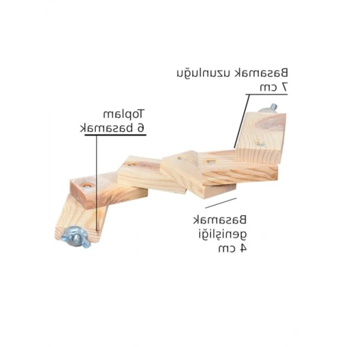 Doğal Ağaç Kuş Tüneği Merdiveni - 6 Basamak, 37 cm