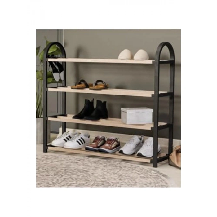 Doğal Ahşap 4 Katlı Raf Ünitesi