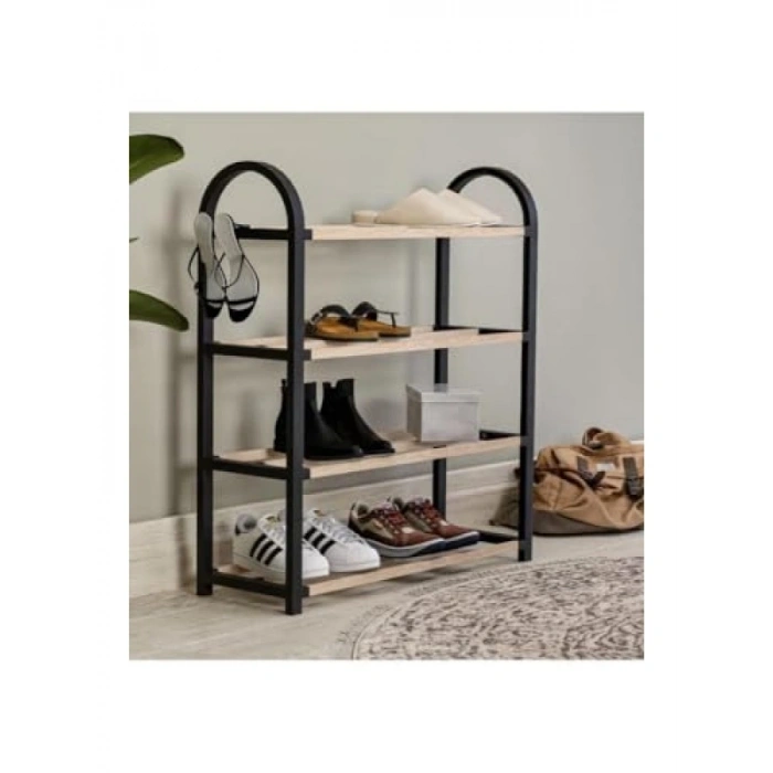 Doğal Ahşap 4 Katlı Raf Ünitesi