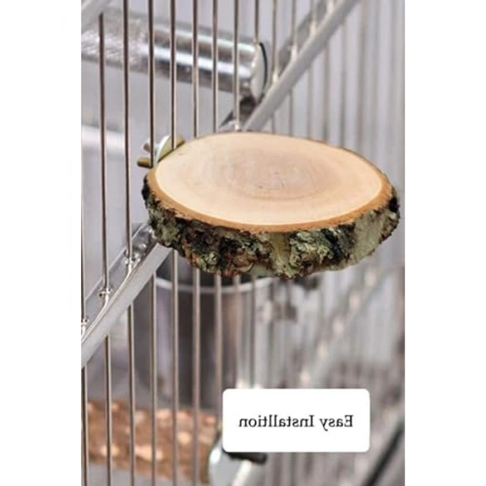 Doğal Ahşap Dairesel Kuş Kafesi Platformu, 3 Adet
