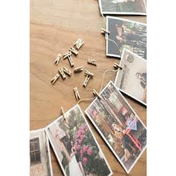 Doğal Ahşap Dekoratif Mandal Seti, 50 Adet