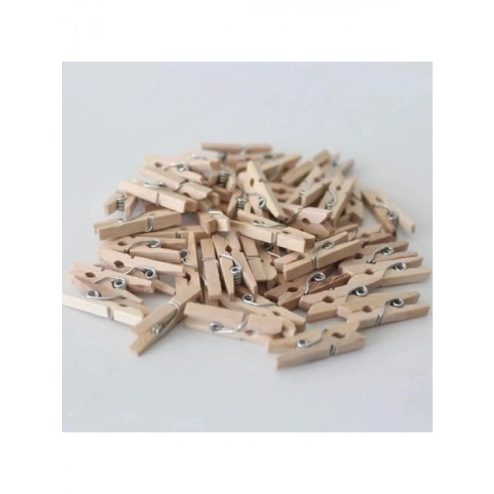 Doğal Ahşap Dekoratif Mandal Seti, 50 Adet