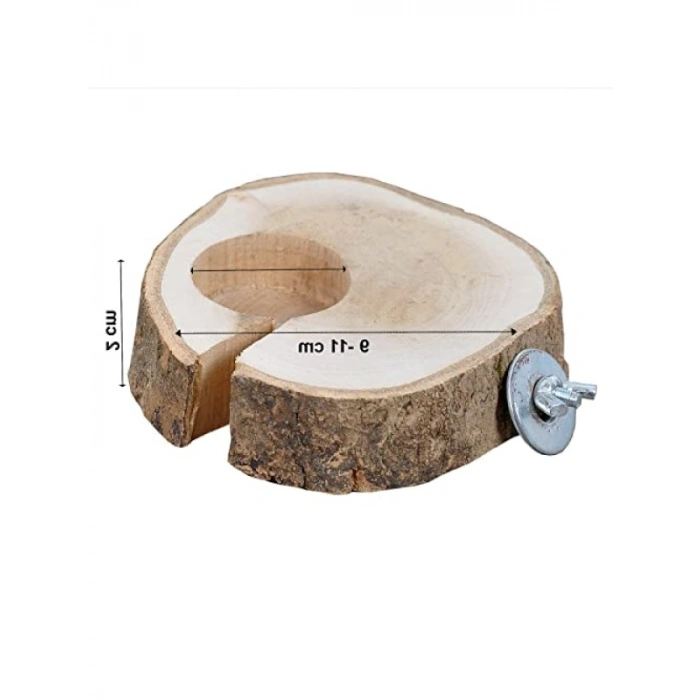 Doğal Ahşap Kuş Tüneği ve Yemlik, Çap 9-11 cm