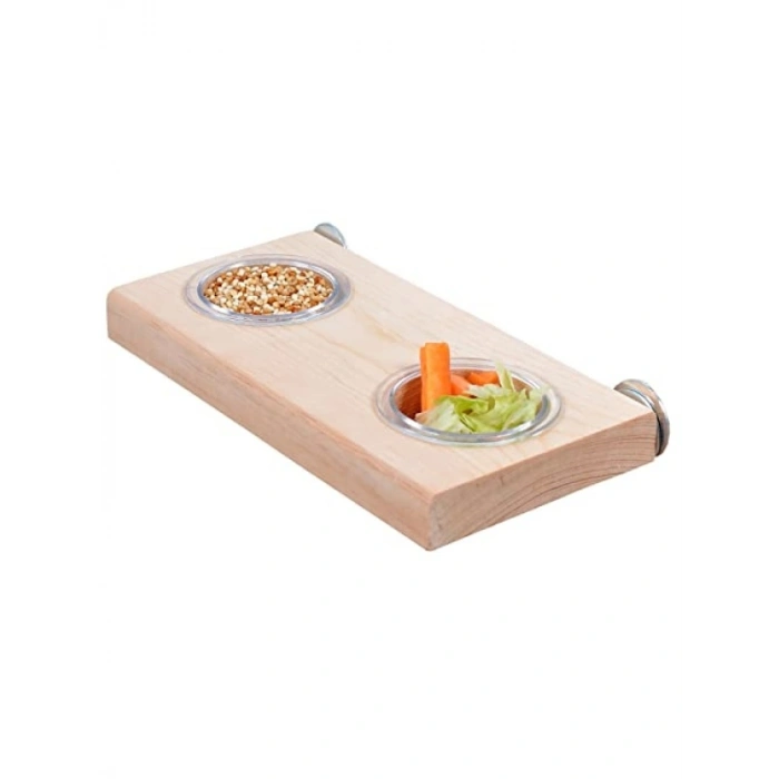 Doğal Ahşap Kuş Tünekli Yemlik