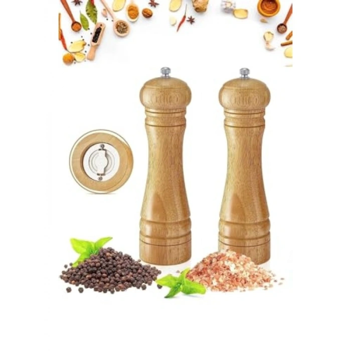 Doğal Ahşap Manuel Baharat Değirmeni, 15 cm