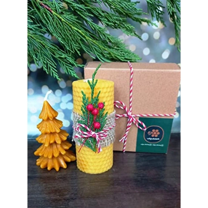Doğal Balmumu Mum Seti - Mini Hediyelik, Çam Ağacı Kokusuz