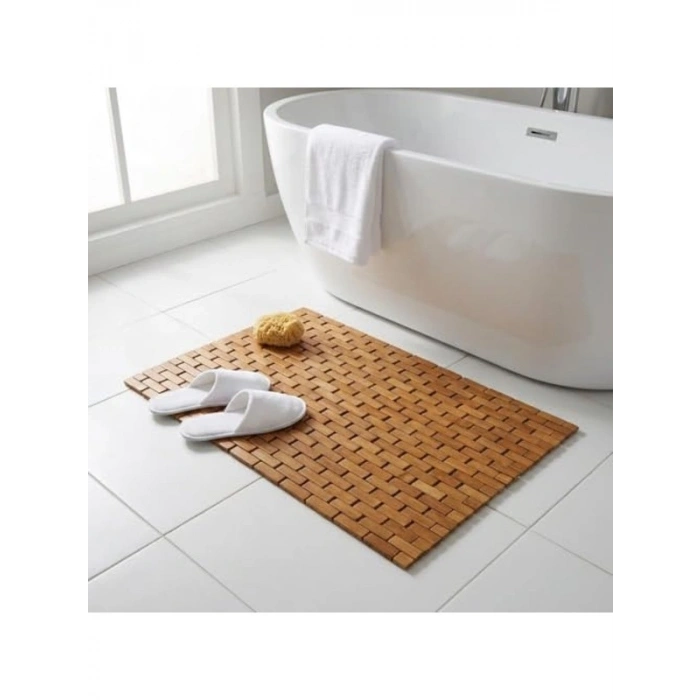 Doğal Bambu Banyo Paspası, Kaymaz Tabanlı ve Spa Tipi Kullanım İçin