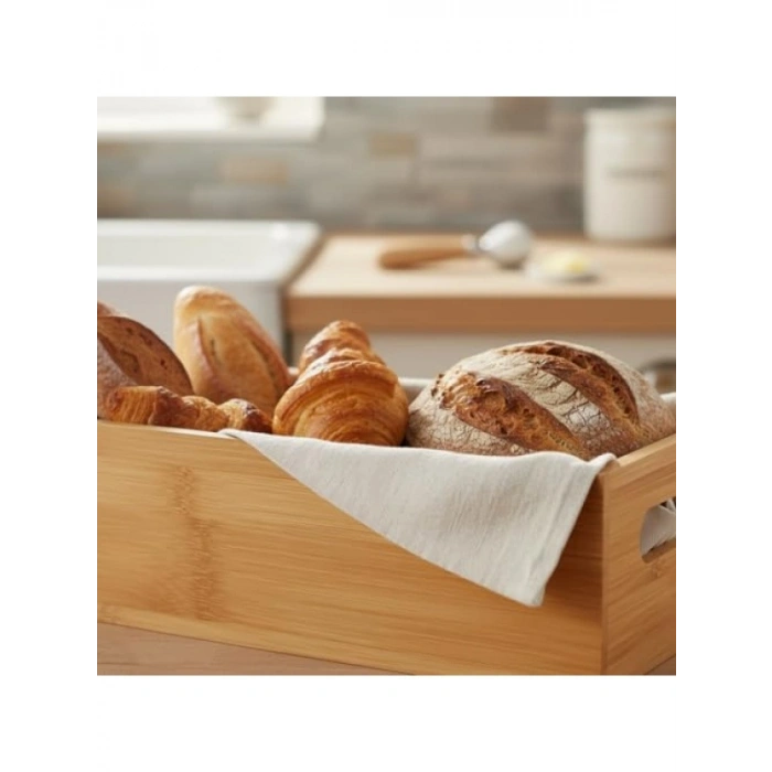 Doğal Bambu Ekmeklik ve Sunum Sepeti 25x14x8 cm