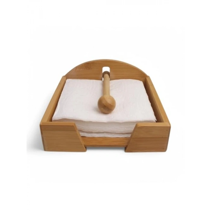 Doğal Bambu Kare Peçetelik - Rüzgar Koruma Aparatı ile